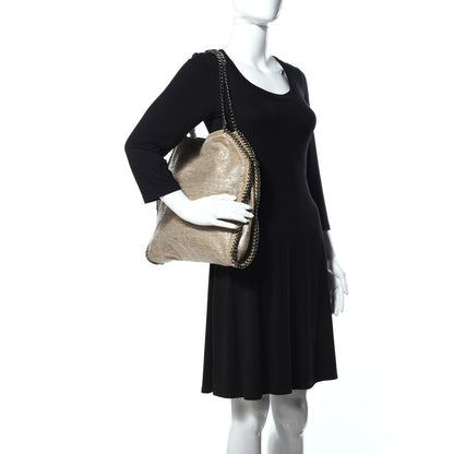 Stella McCartney Metallic Linen Small Falabella Tote Taupe 2 of 9
