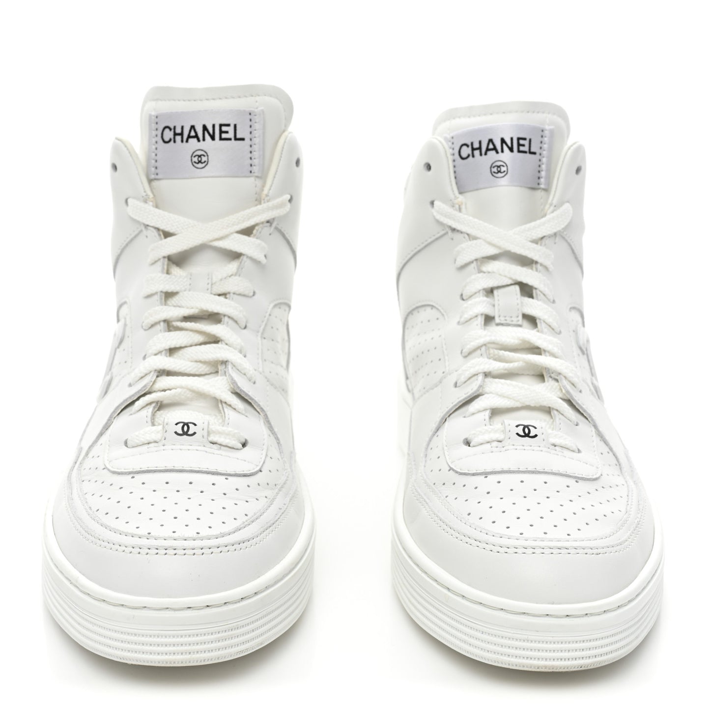 Calfskin CC High Top Sneaker 40 White