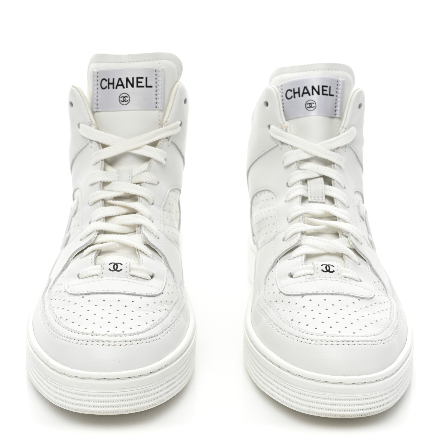 Chanel Calfskin CC High Top Sneaker 40 White 2 of 9