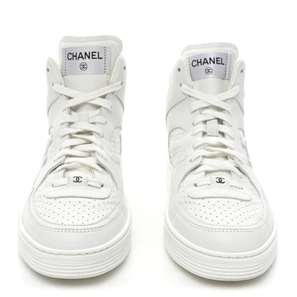 Chanel Calfskin CC High Top Sneaker 40 White 2 of 9