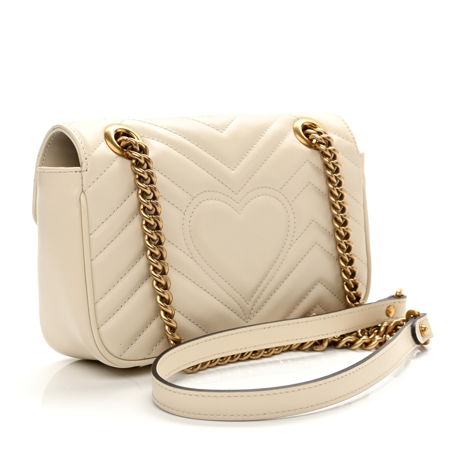 Gucci Calfskin Matelasse Mini GG Marmont Shoulder Bag White 2 of 9