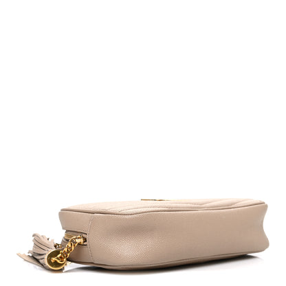 Saint Laurent Grain De Poudre Matelasse Monogram Mini Lou Camera Bag Dark Beige 4 of 10