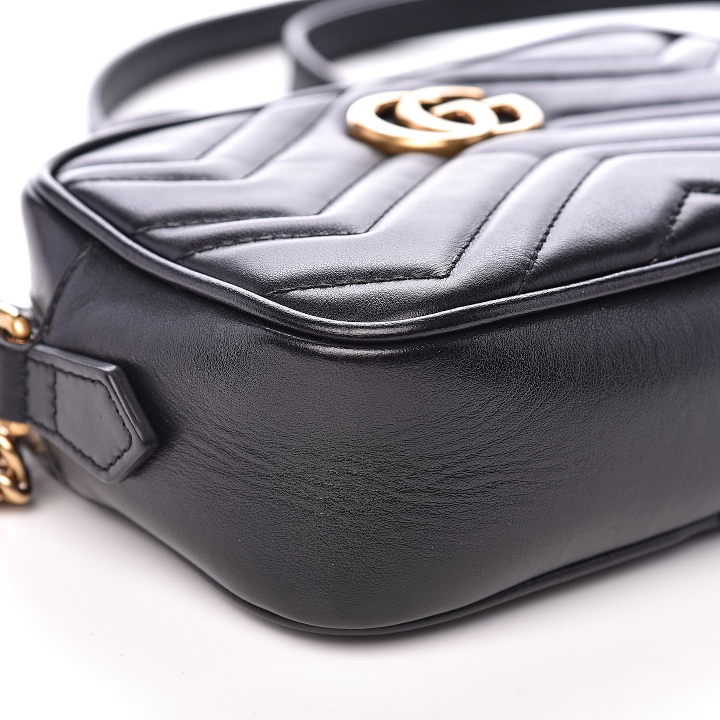 Calfskin Matelasse Mini GG Marmont Chain Shoulder Bag Black