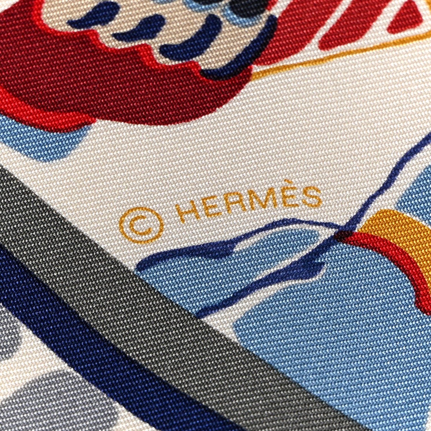 Hermes Silk Emile Et Une Nuit Scarf 90 Craie Rouge H Marine 3 of 3