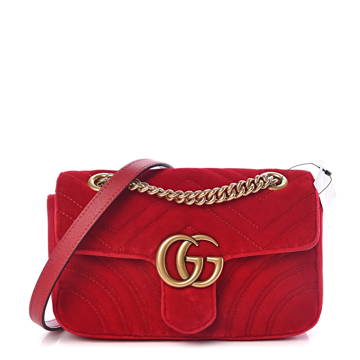 Velvet Matelasse Mini GG Marmont Shoulder Bag Hibiscus Red