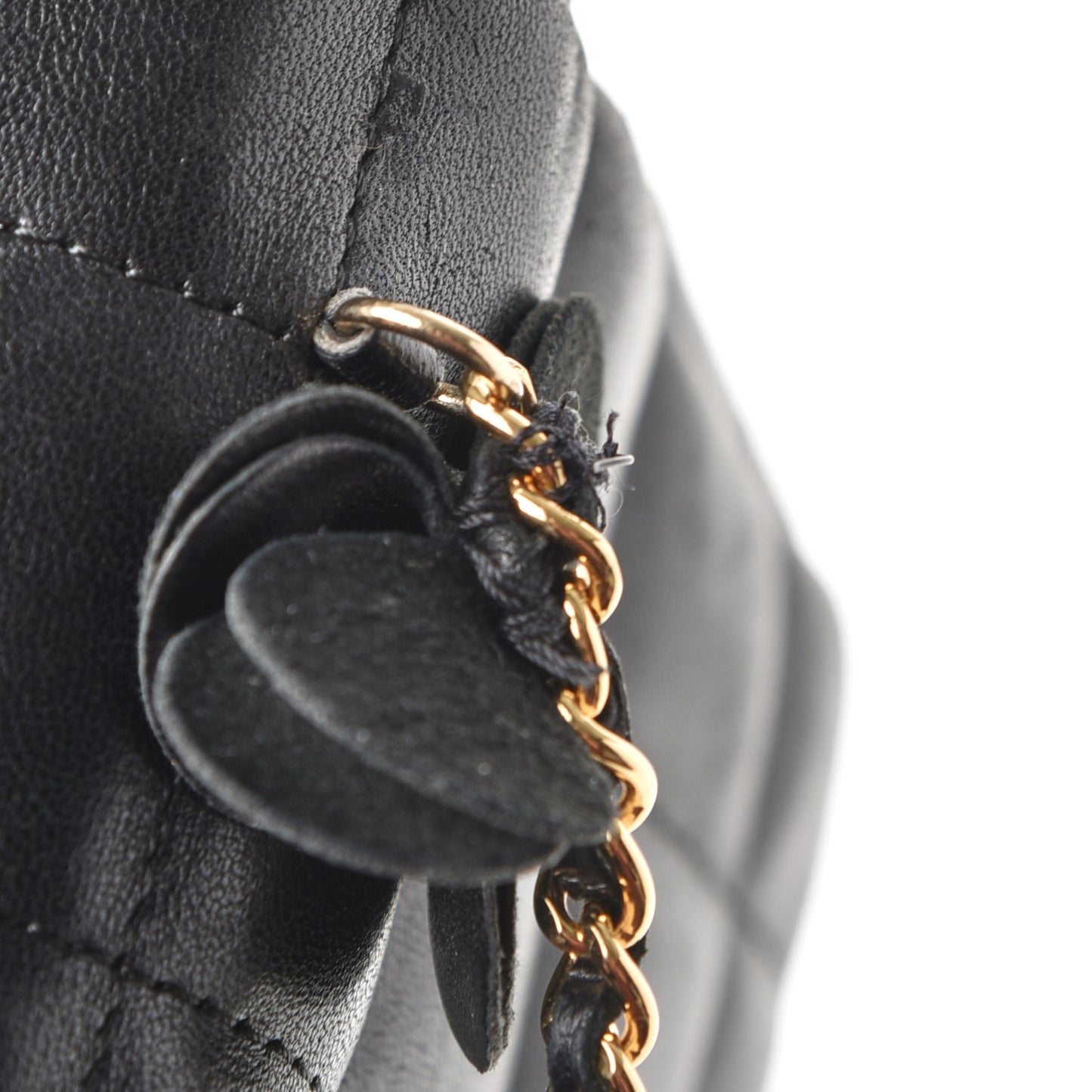 Lambskin Quilted Mini Chocolate Bar Camellia Flap Black