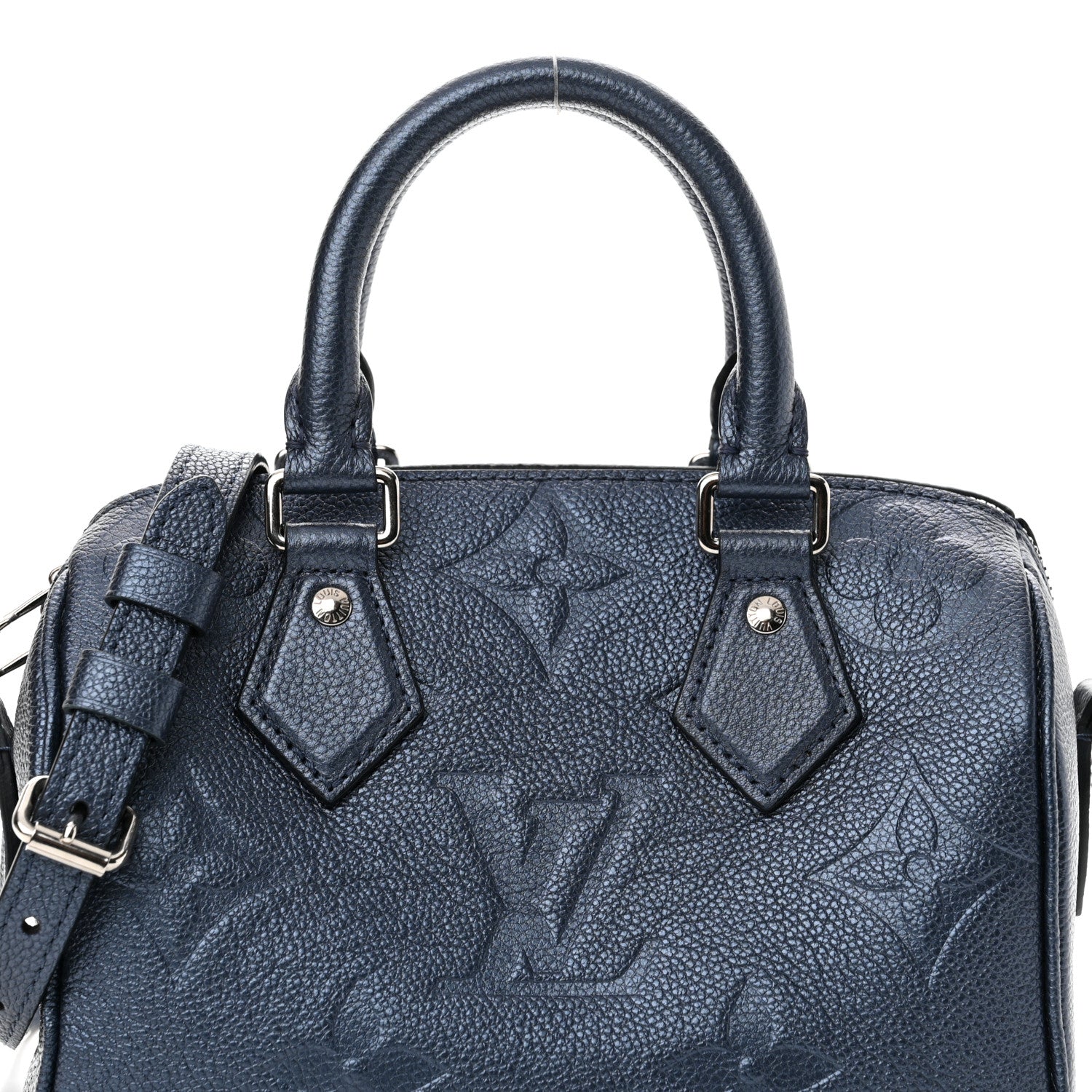 Louis Vuitton Metallic Empreinte Monogram Giant Speedy Bandouliere 20 Navy Nacre 7 of 9