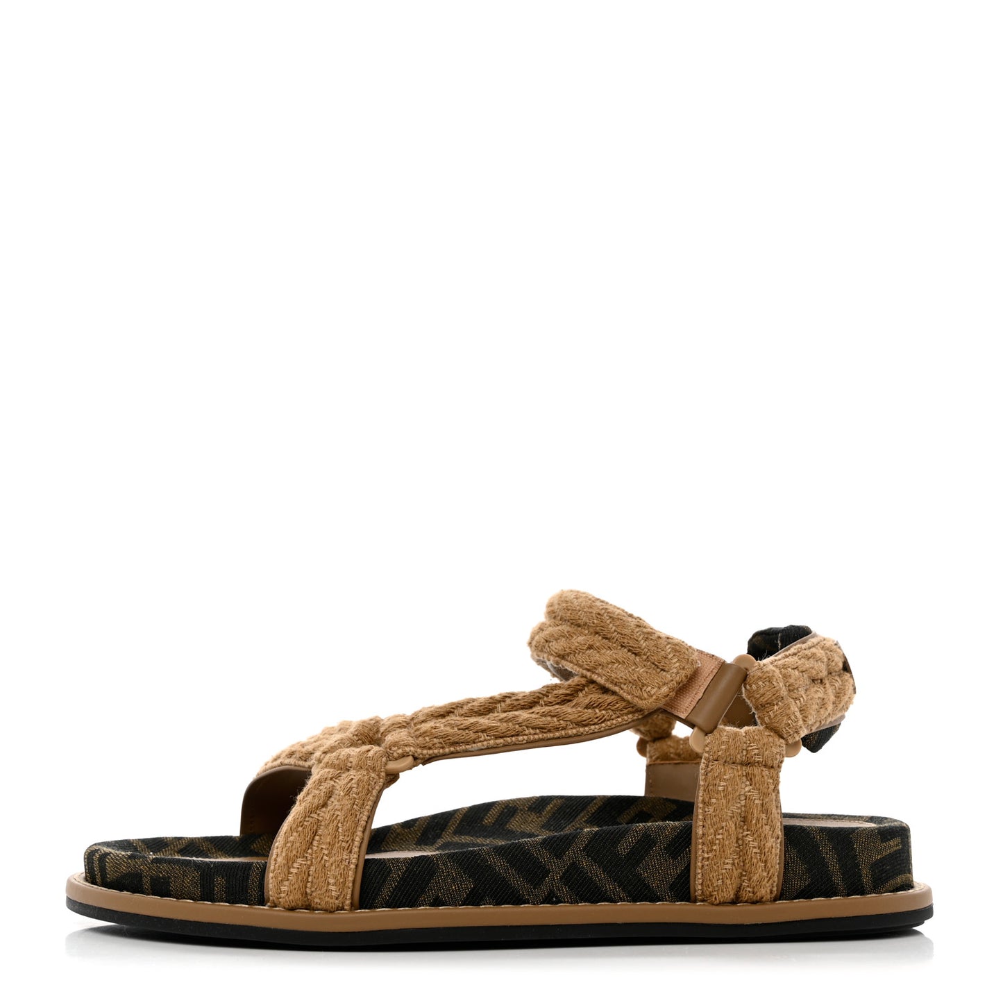 Fabric Jacquard FF Braided Fendi Feel 25mm Sandals 40 Sughero Black Tabacco