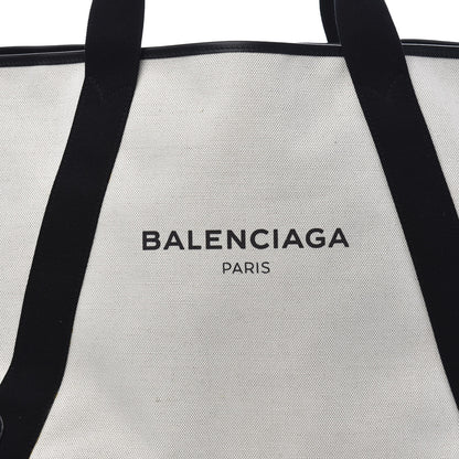 Balenciaga Cotton Canvas Calfskin M Navy Cabas Natural Black 13 of 13