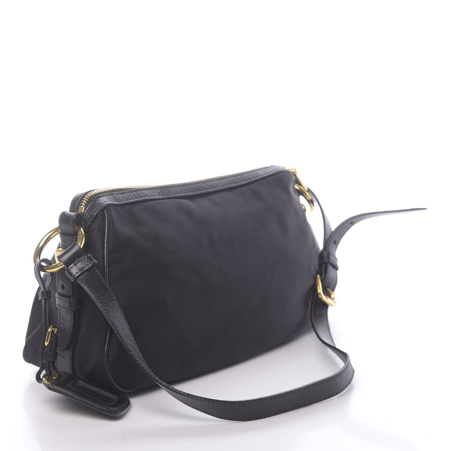 Tessuto Nylon Saffiano Jacquard Logo Crossbody Bag Black