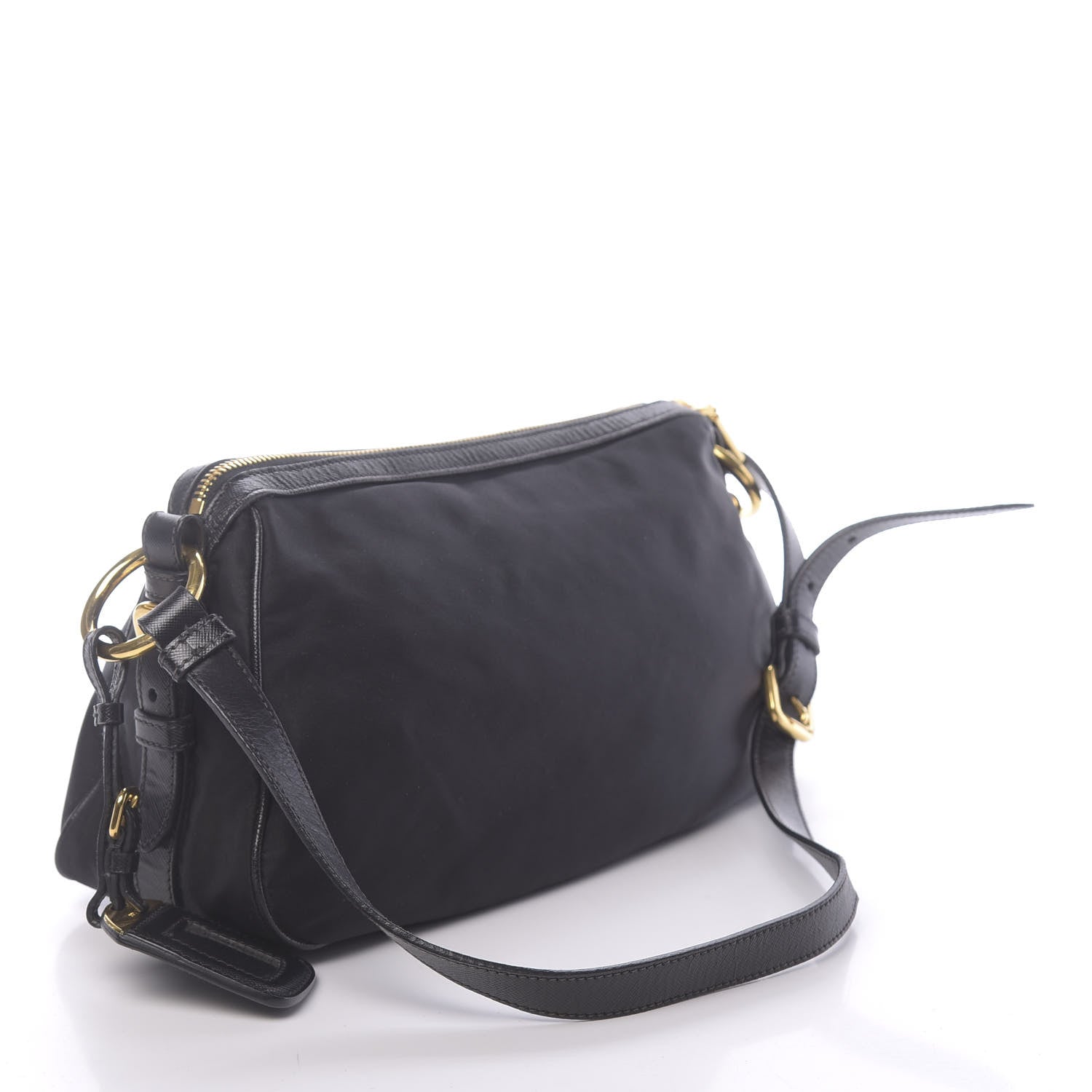 Prada Tessuto Nylon Saffiano Jacquard Logo Crossbody Bag Black 3 of 10