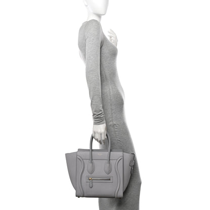 Celine Drummed Calfskin Micro Luggage Light Grey 2 of 13