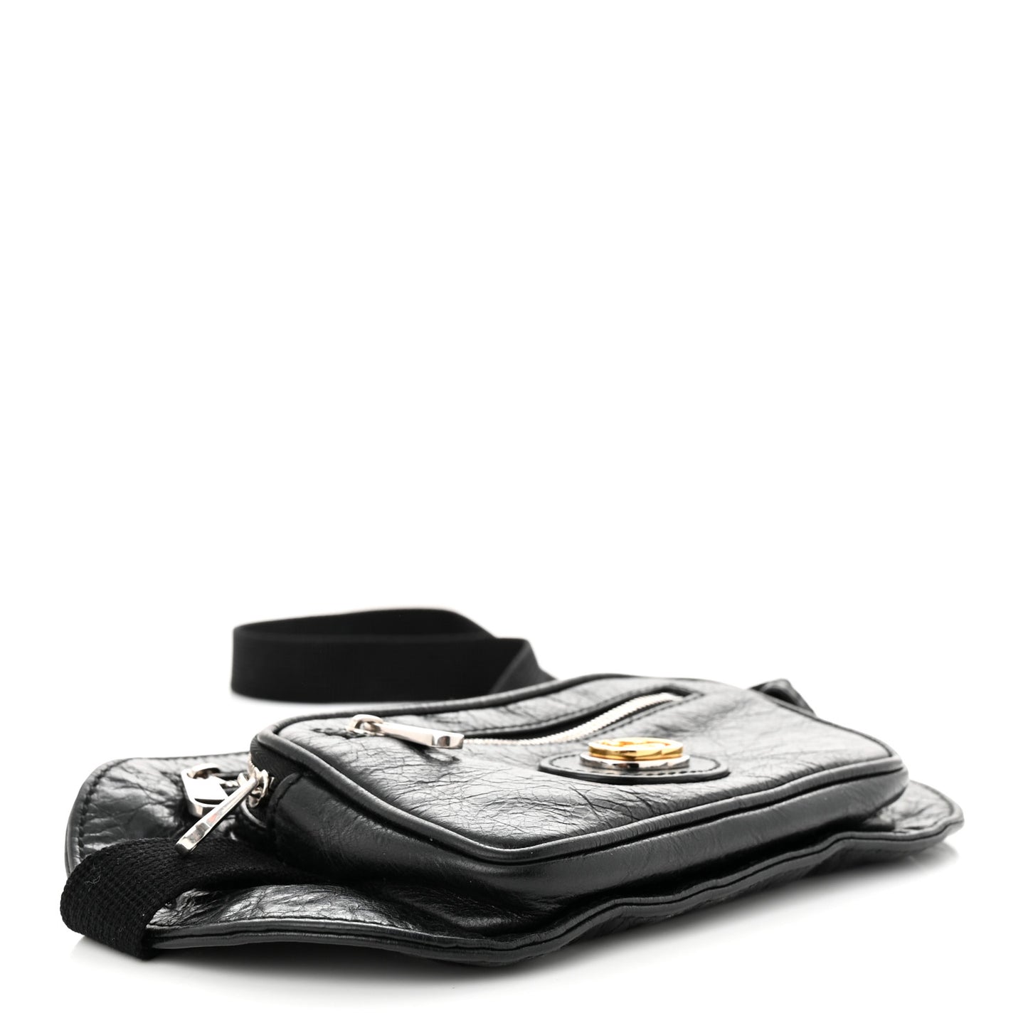 Fluffy Calfskin Morpheus Double Zip Belt Bag Black
