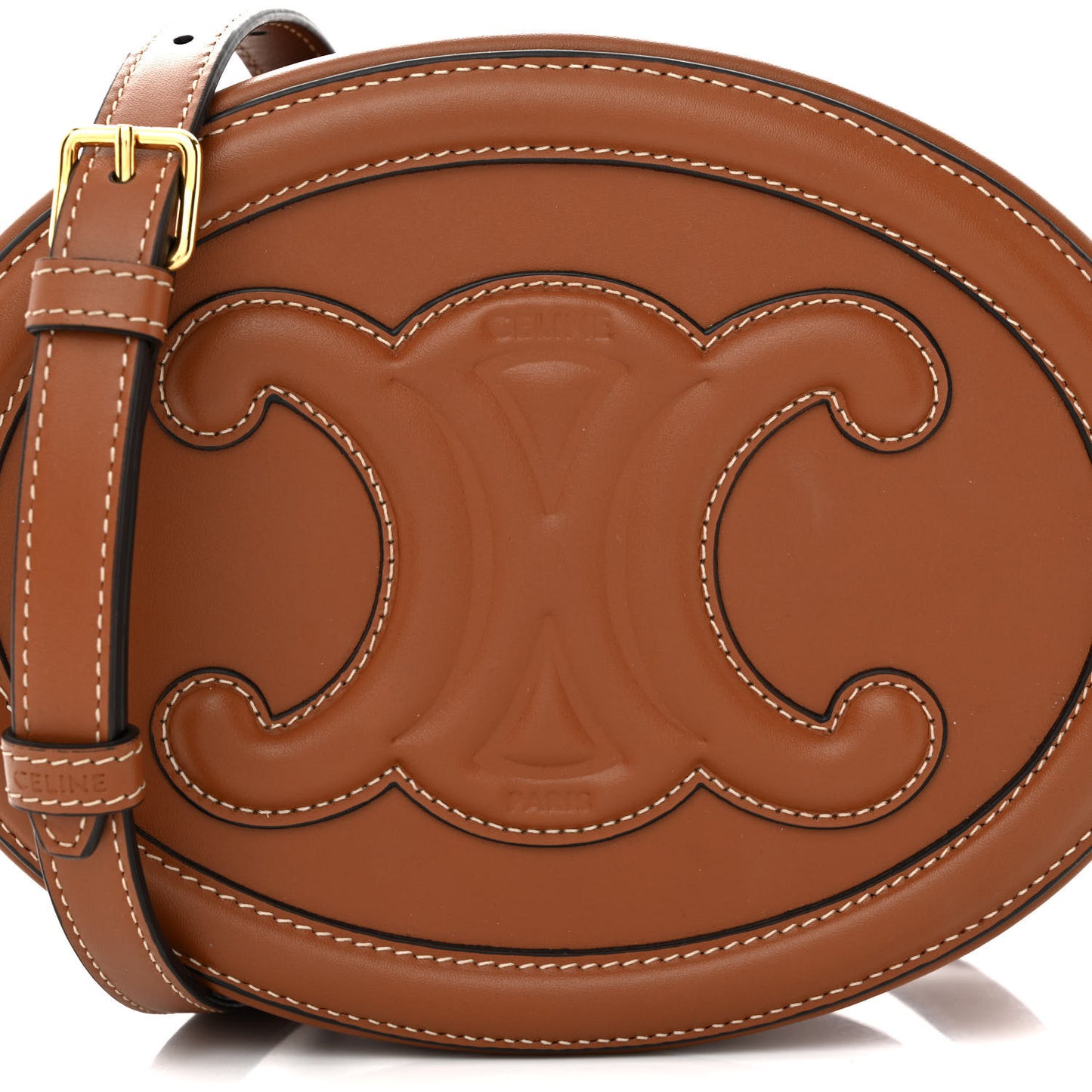Smooth Calfskin Cuir Triomphe Oval Bag Tan
