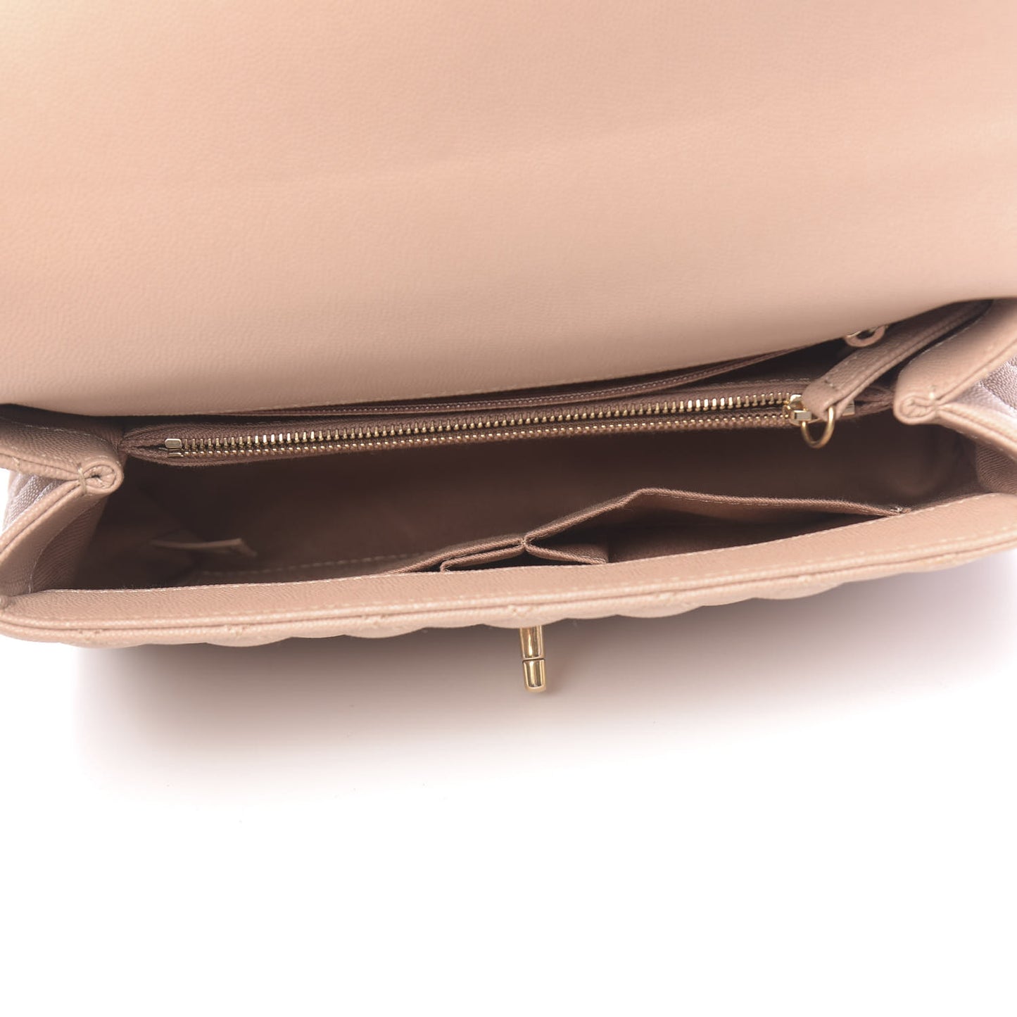 Caviar Quilted Small Coco Handle Flap Light Beige