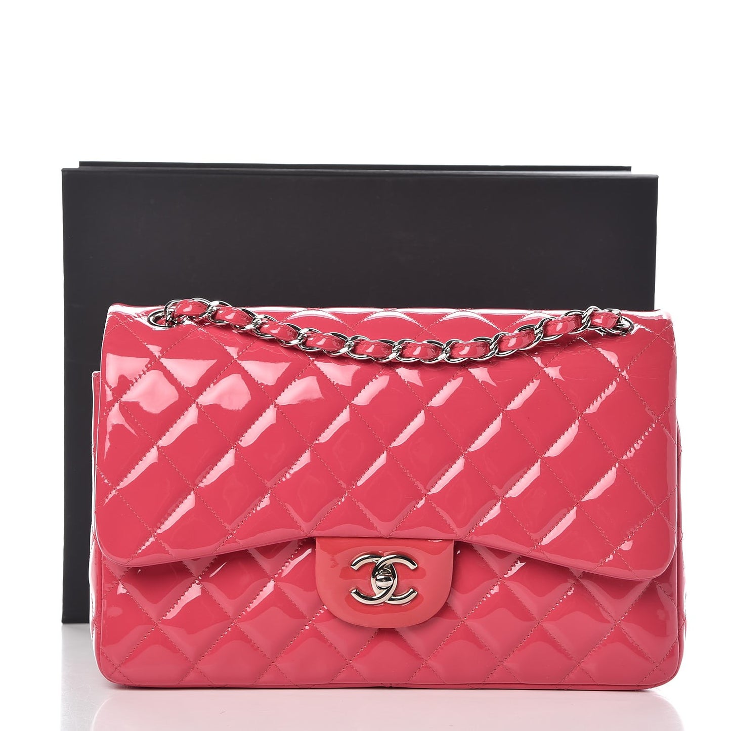 Patent Quilted Jumbo Double Flap Pink