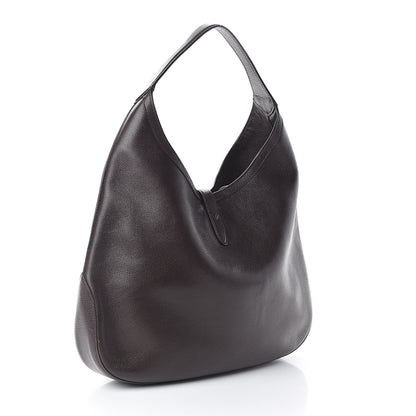 Gucci Soft Grained Calfskin Web Large Jackie Hobo Dark Brown 3 of 9