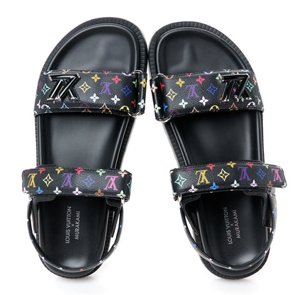 Louis Vuitton LV X TM Monogram Multicolor Sunset Flat Sandals 38 Black 2 of 10