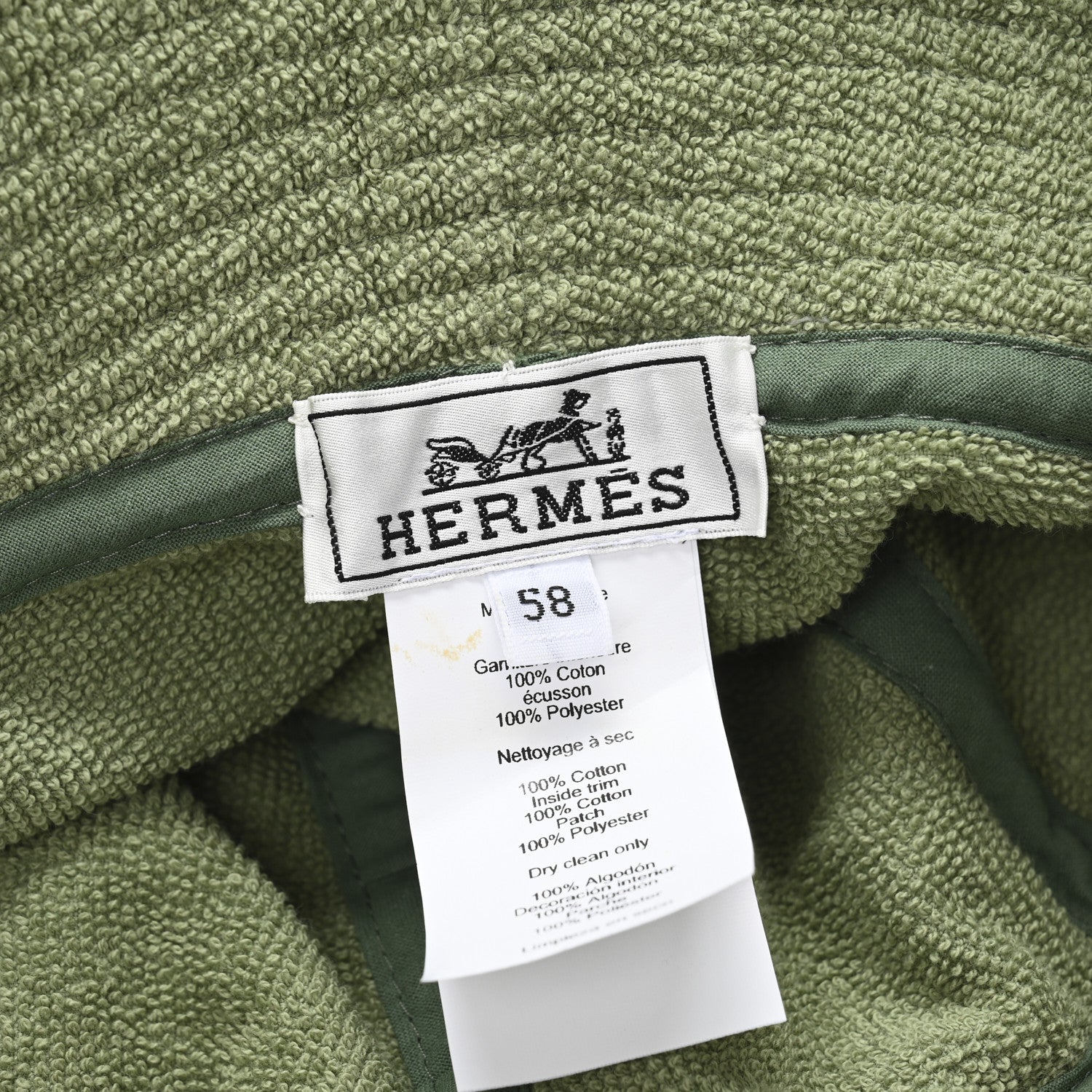 Hermes Terry Cloth Harper Bucket Hat 58 Khaki 8 of 10