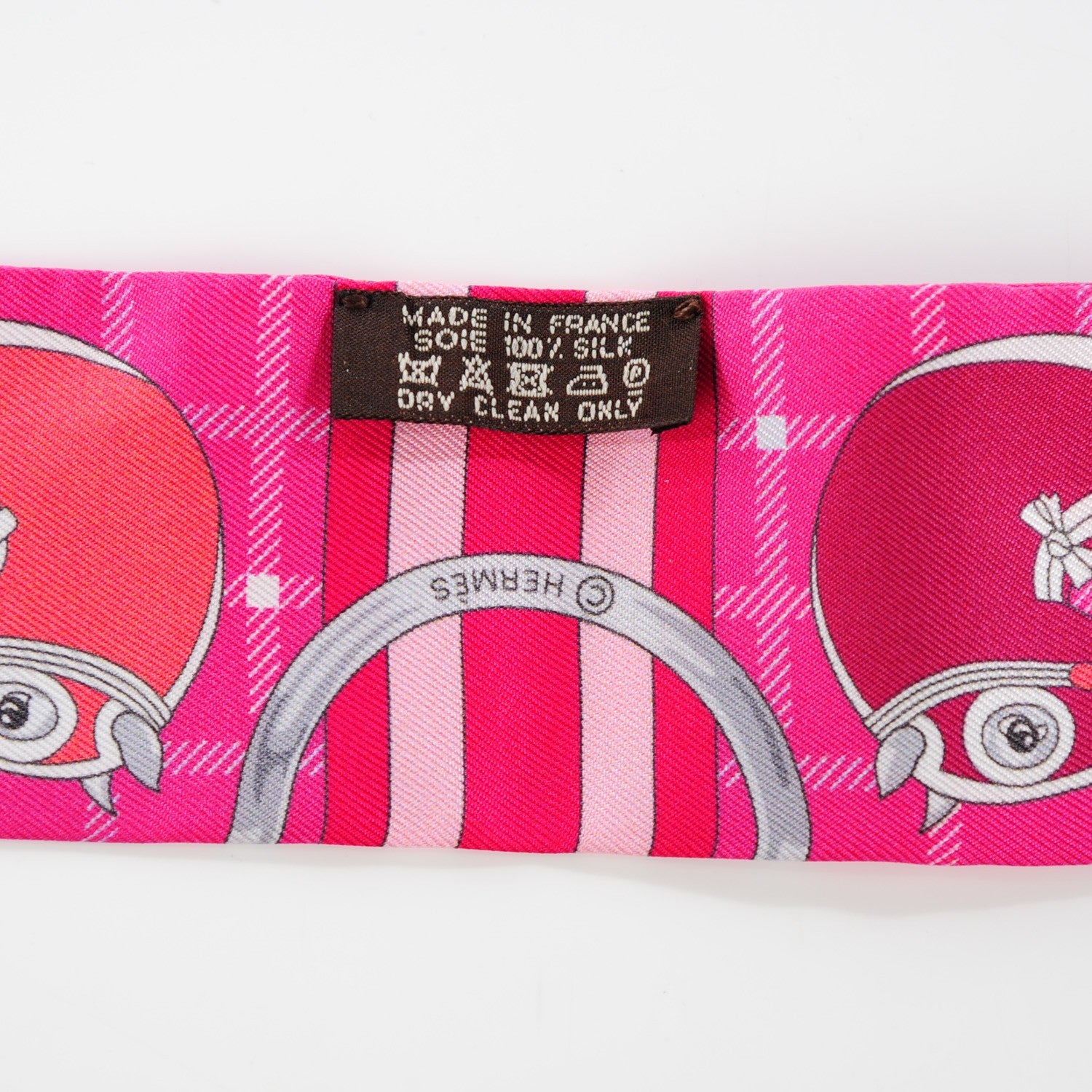 Hermes Silk Tatersale Twilly Fuchsia Rouge Vif Corail 5 of 5