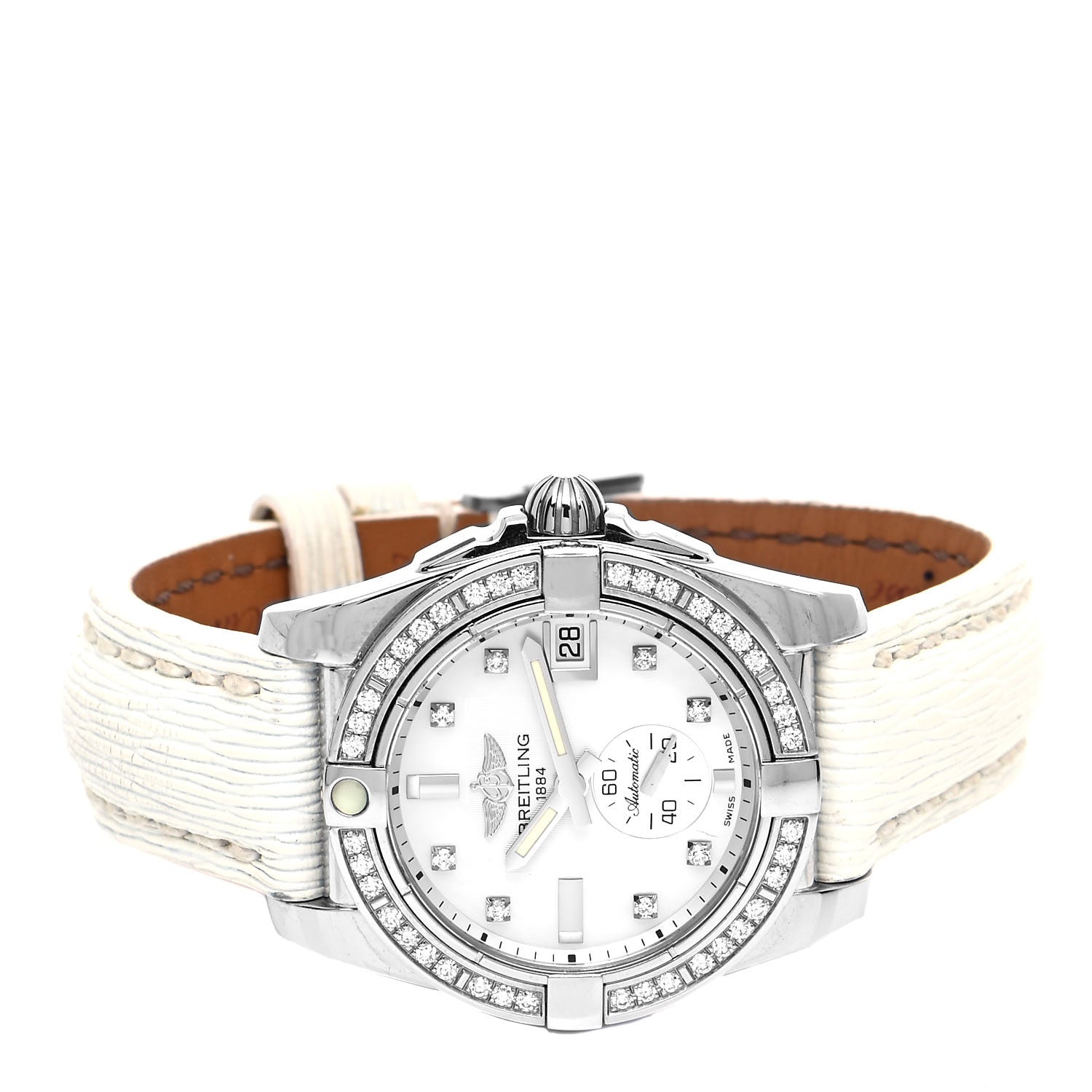 Breitling Stainless Steel Calfskin Diamond Mother of Pearl 36mm Galactic Automatic Watch A37330 2 of 5