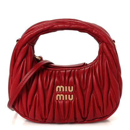Miu Miu Nappa Matelasse Mini Wander Hobo Fuoco 1 of 10