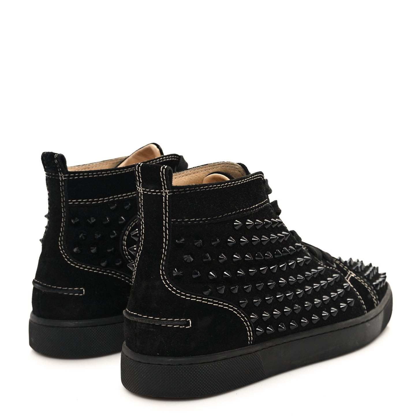 Veau Velours Womens Louis Spikes Flat Sneakers 39.5 Black