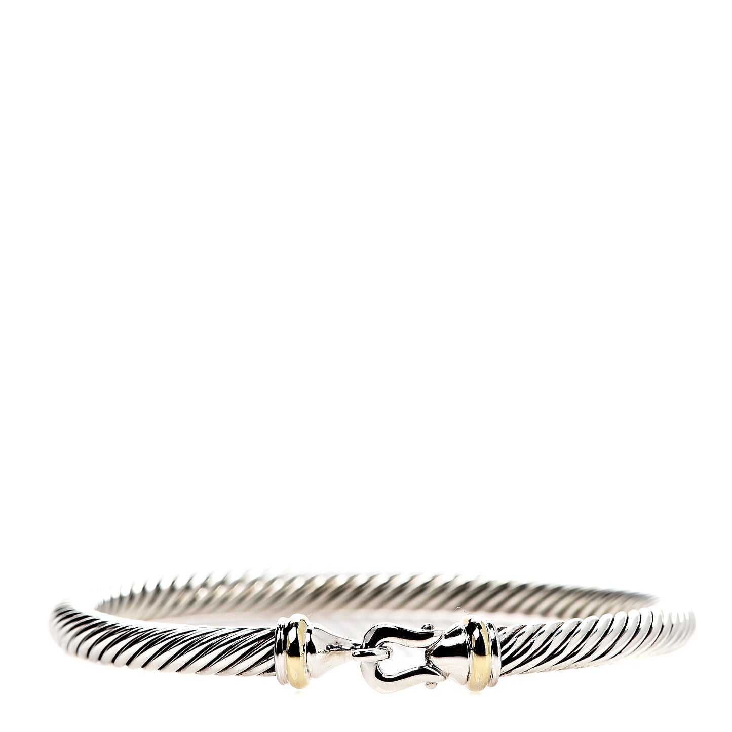 Sterling Silver 18K Yellow Gold 5mm Cable Classic Buckle Bracelet