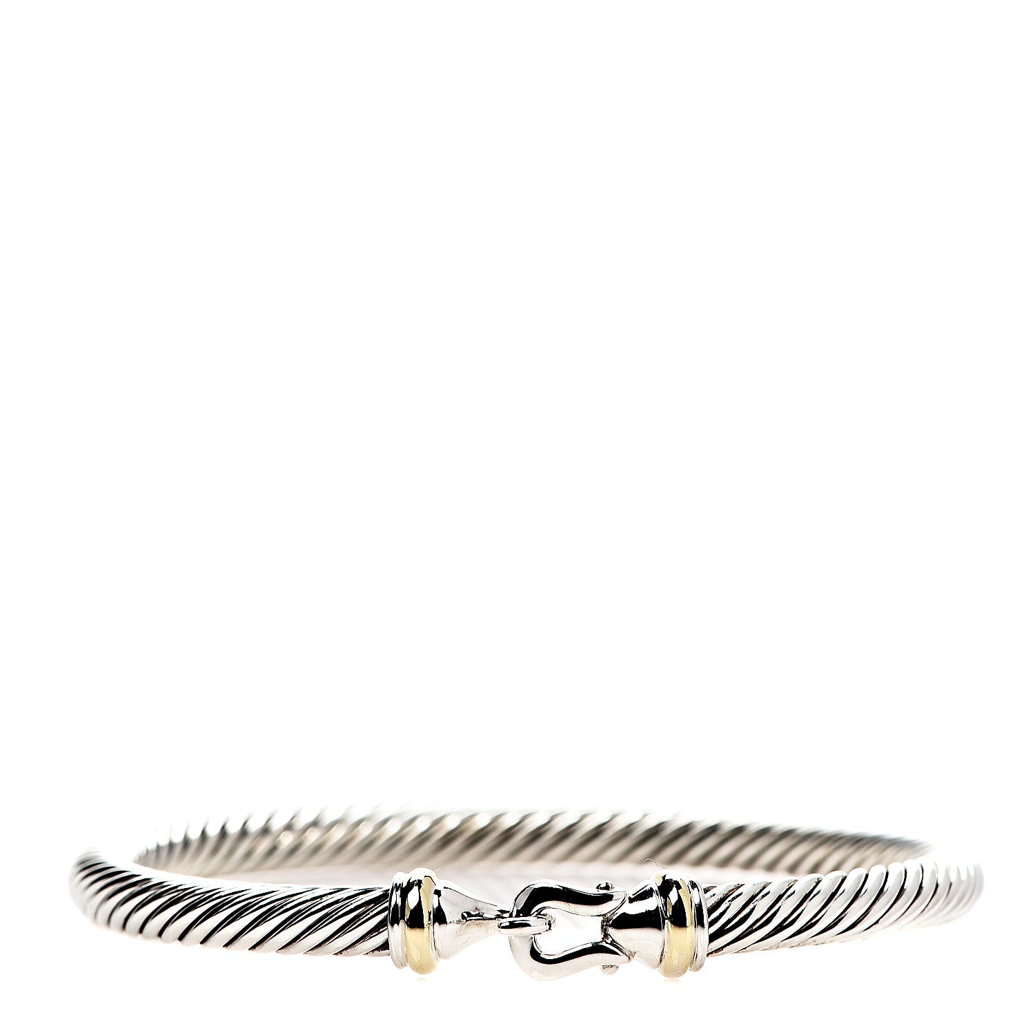 David Yurman Sterling Silver 18K Yellow Gold 5mm Cable Classic Buckle Bracelet 1 of 3