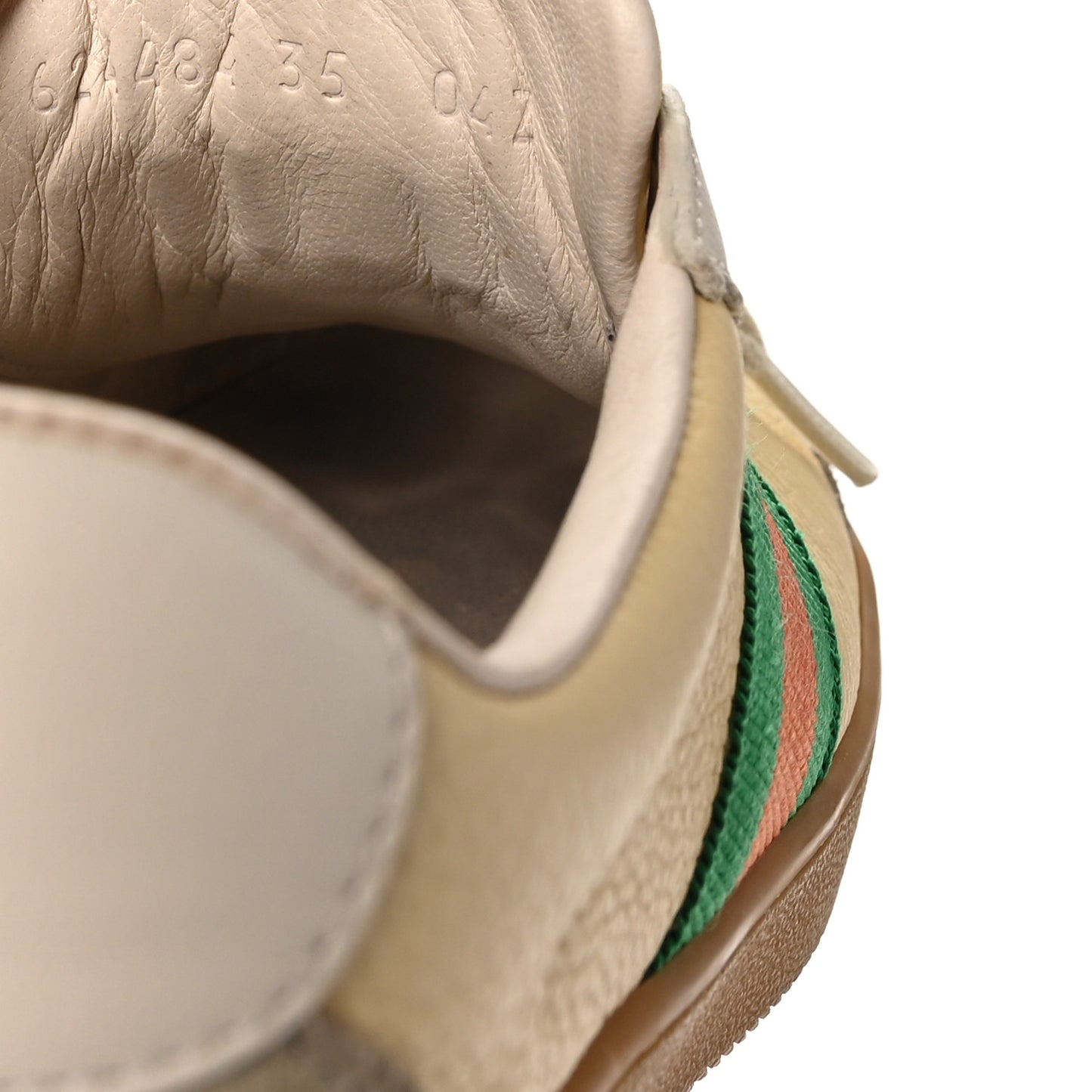 Calfskin Suede Web Womens G74 Sneakers 35 Oatmeal Burro New Mystic White