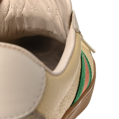 Gucci Calfskin Suede Web Womens G74 Sneakers 35 Oatmeal Burro New Mystic White 10 of 11