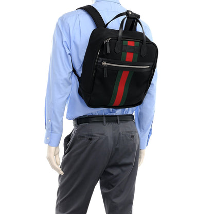 Gucci Techno Canvas Appia Calfskin Web Tote Backpack Black 2 of 7