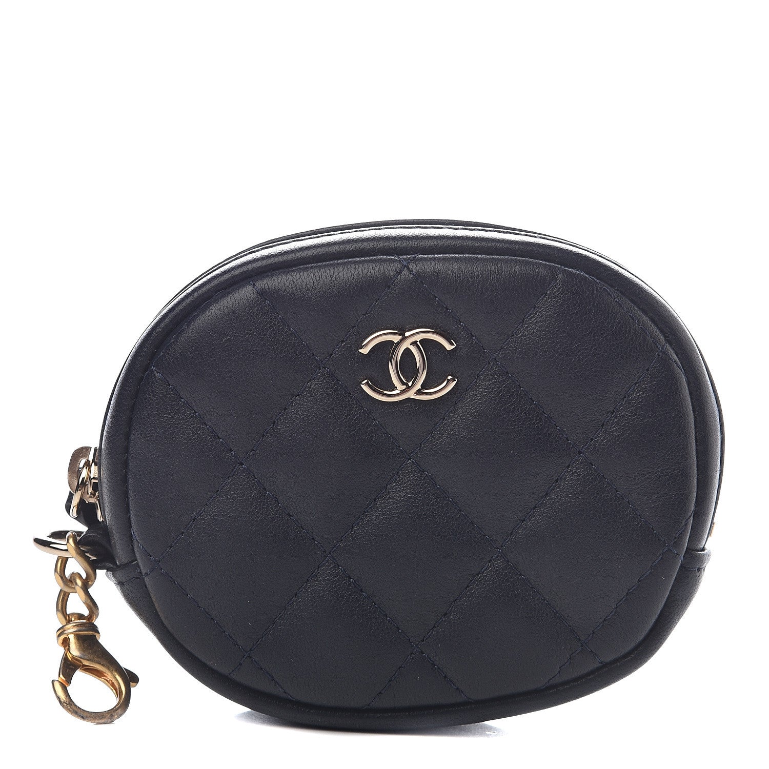 Chanel Lambskin Quilted Zip Around Classic Coin Purse Navy Blue 1 of 6