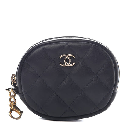 Chanel Lambskin Quilted Zip Around Classic Coin Purse Navy Blue 1 of 6