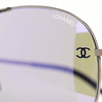 Chanel Metal Pilot Aviator CC Sunglasses 4189-T-Q Silver 7 of 8