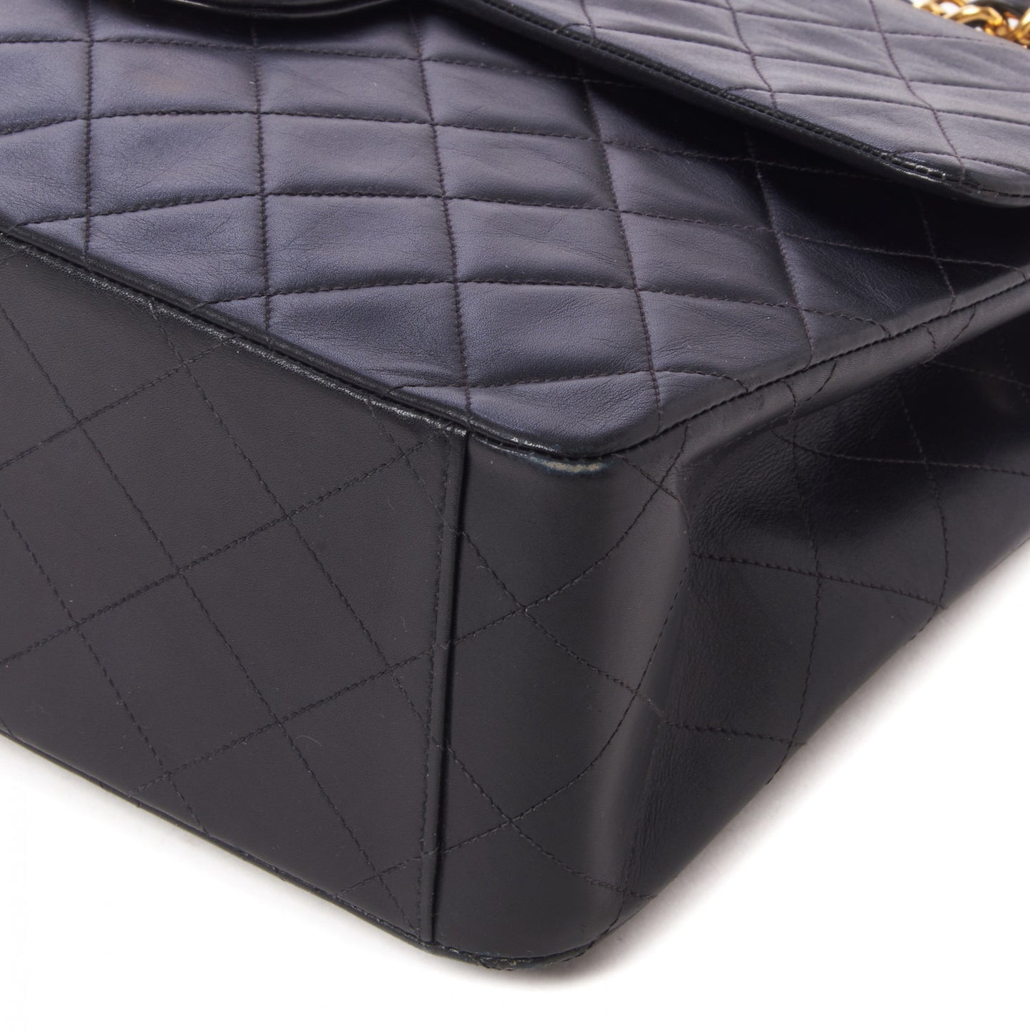 Lambskin Quilted XL Jumbo Single Flap Black
