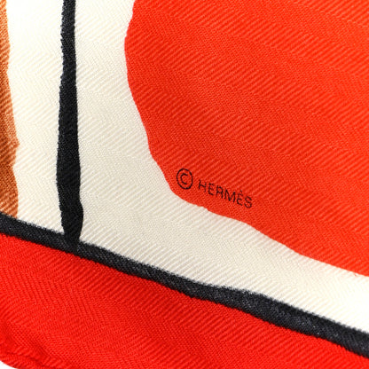 Hermes Cashmere Silk Libre Comme Pegase Shawl 140 Rouge Vermillion 4 of 4