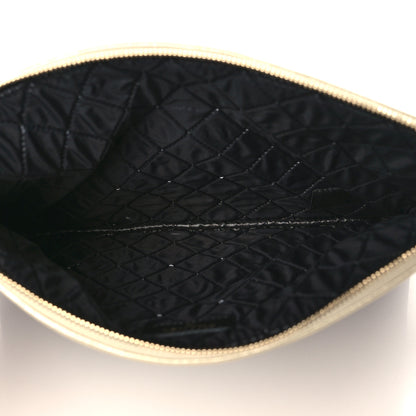 Chanel Metallic Goatskin Lambskin Grosgrain Pearl CC Medium Cosmetic Case Black Gold 5 of 10