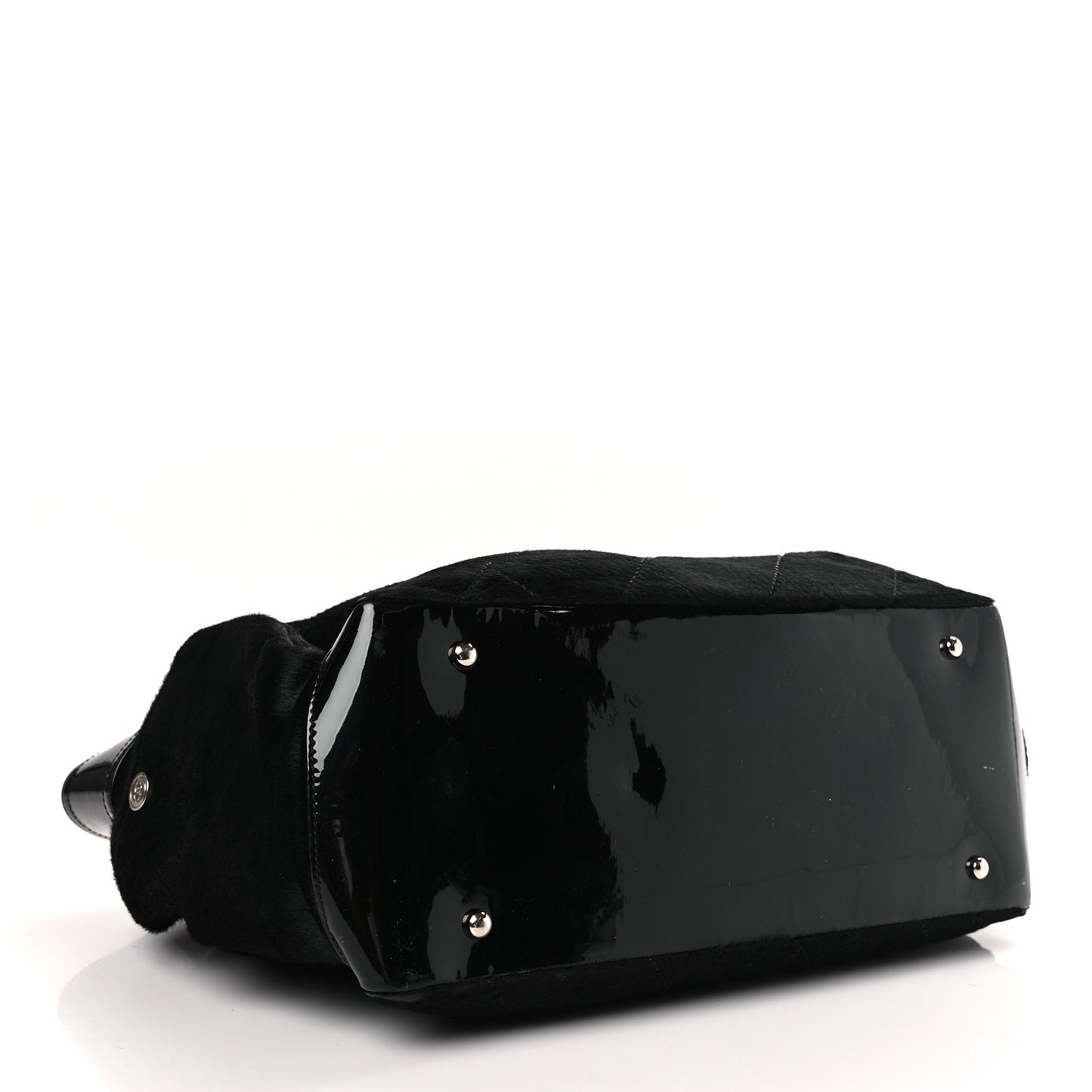 Patent Pony Hair Quilted Paris Biarritz Tote Black