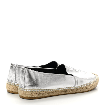 Saint Laurent Metallic Lambskin Monogram Espadrilles 40 Argento 4 of 8