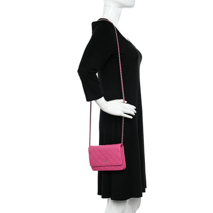 Chanel Caviar Quilted Wallet on Chain WOC Fuchsia 2 of 10