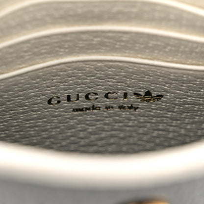 Gucci X ADIDAS Textured Dollar Calfskin Trefoil Embossed Phone Crossbody Bag Black Off White 6 of 12