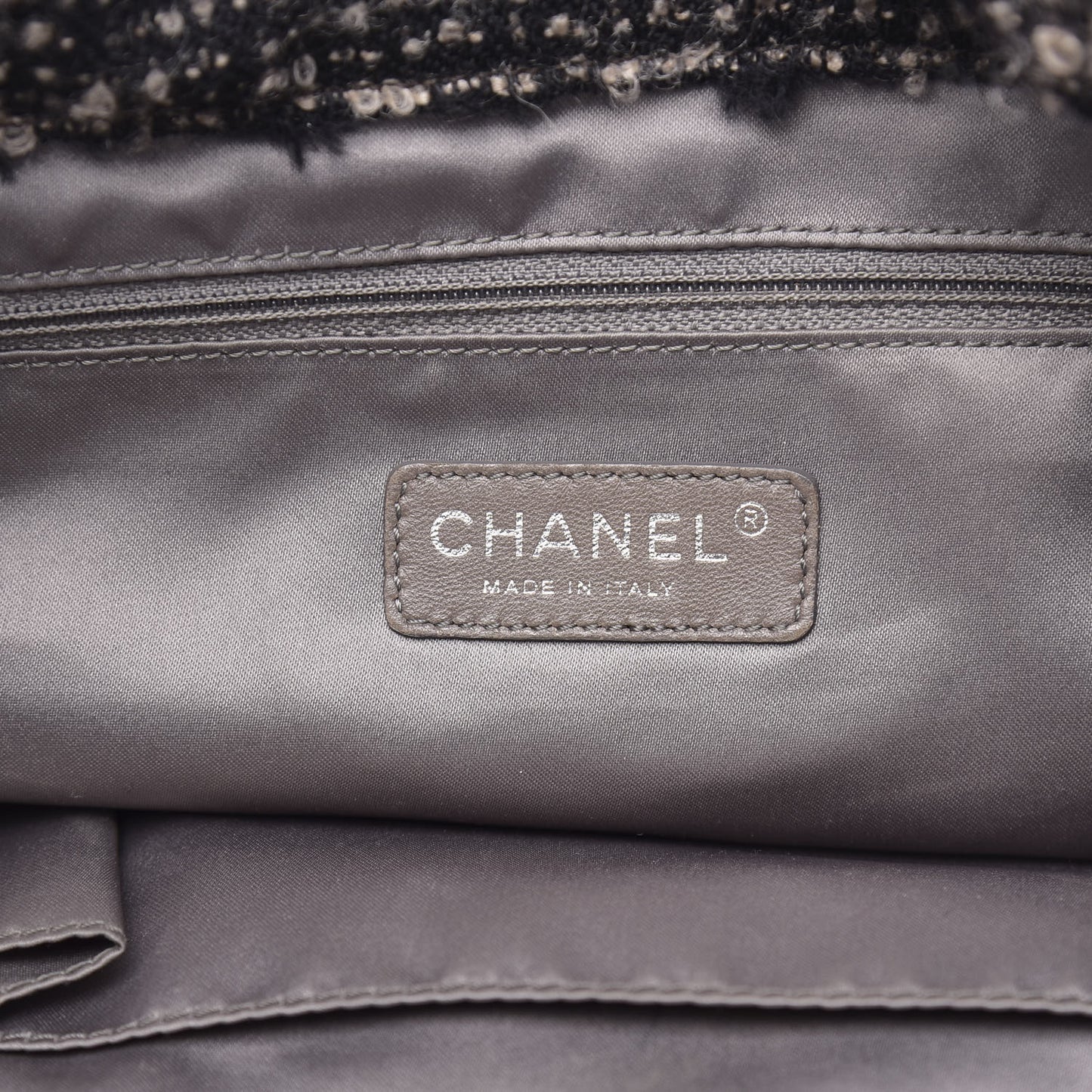 Tweed Lambskin Drawstring Tweedy Tote Brown