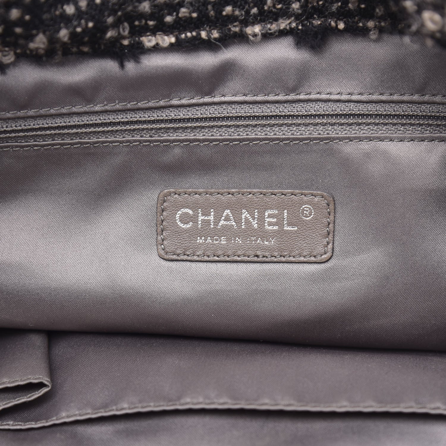 Chanel Tweed Lambskin Drawstring Tweedy Tote Brown 6 of 14