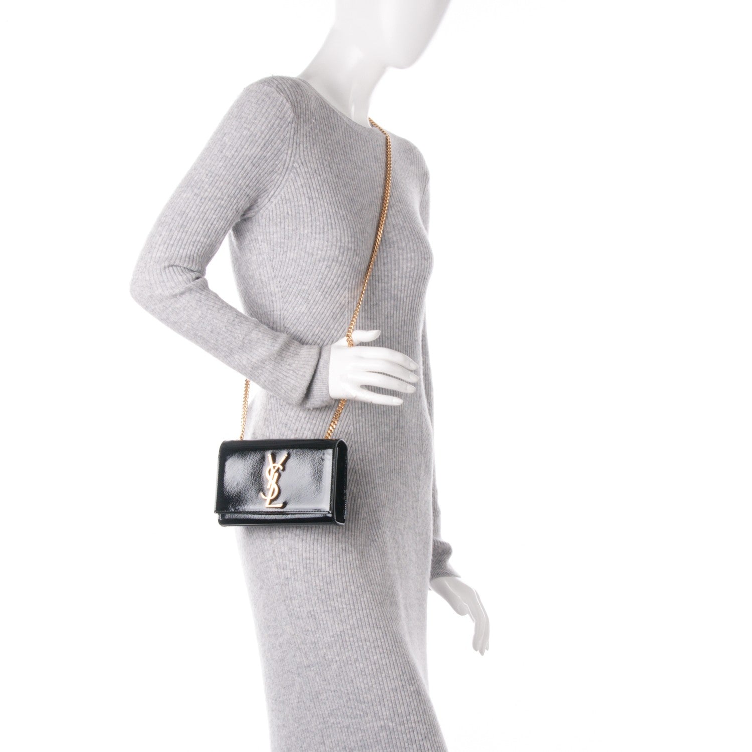 Saint Laurent Patent Small Monogram Kate Satchel Black 2 of 6