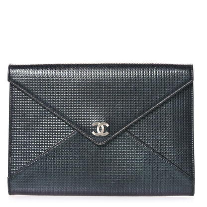 Chanel Metallic Lambskin Embossed Envelope Clutch Black 1 of 10