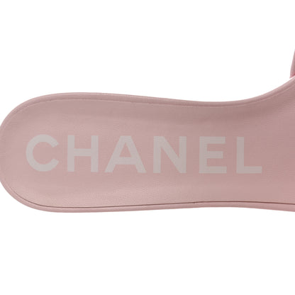 Chanel Lambskin Quilted Textured CC Mules 39.5 Light Pink 8 of 10