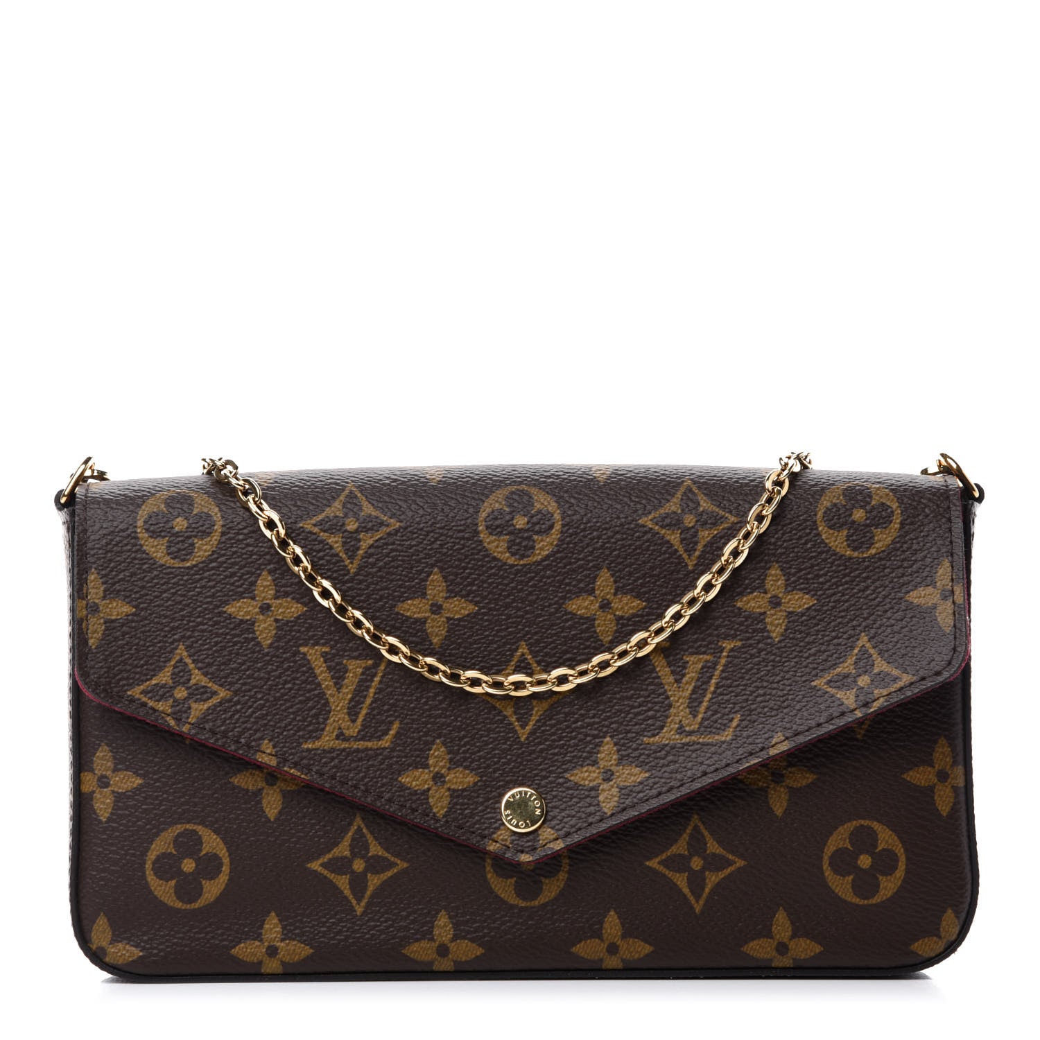 Louis Vuitton Monogram Pochette Felicie Chain Wallet Fuchsia 1 of 12