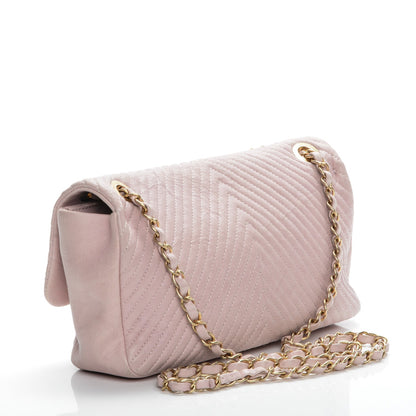 Chanel Wrinkled Lambskin Chevron Quilted Medium Flap Light Pink 3 of 7