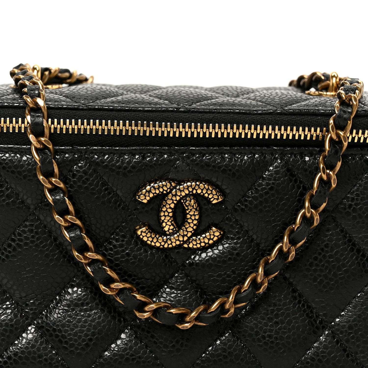 Chanel Grained Lambskin Quilted Small Vanity Case With Chain Black 9 of 11